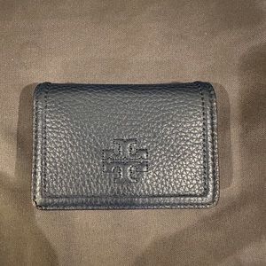 Tory Burch navy leather business card holder